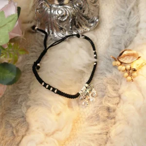 Cylinder & Ghungroo Black Thread 92.5 Sterling Silver Anklet