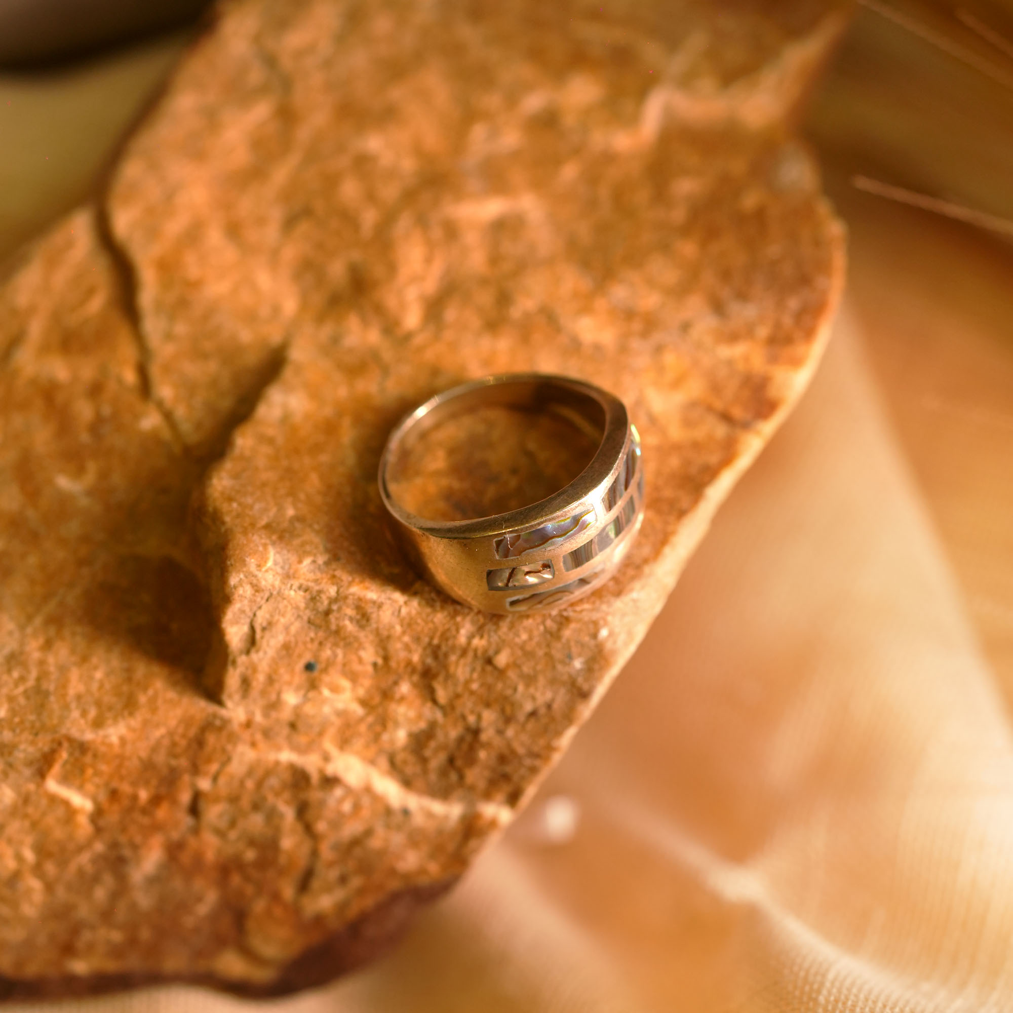 Geometric Chevron & Crystal Square Silver Band Ring 2