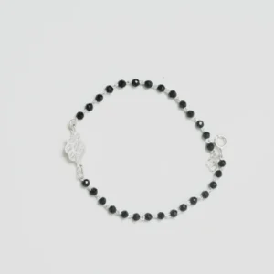 Delicate Crystal Cloud & Black Bead Silver Hand Mangalsutra