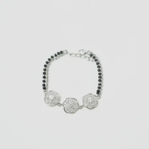 Floral Trio Bloom & Crystal 92.5 Sterling Silver Hand Mangalsutra