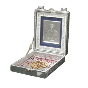 Guru Nanak Dev Ji & Ek Onkar 999 Pure Silver Portable Shrine Box (15Hx12W)