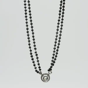 Minimalist Circle Halo & Black Bead Italian Silver Mangalsutra