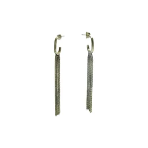 Modern Geometric Fringe Oxidised Silver Earrings