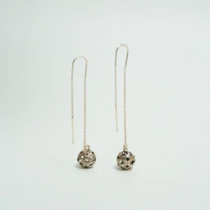 Floral Sphere Oxidised 92.5 Silver Sui Dhaga Earrings
