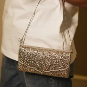 Royal Heart & Floral Embossed Oxidised 92.5 Silver Clutch