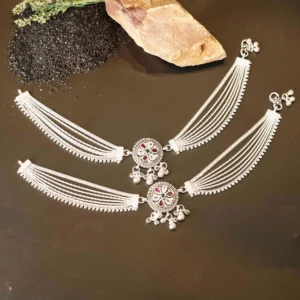 Royal Multi-Strand Floral Brooch 92.5 Sterling Silver Anklets