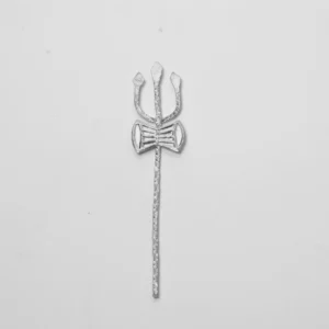 Sacred Silver Trishul & Damru Altar Sterling Silver Artifact