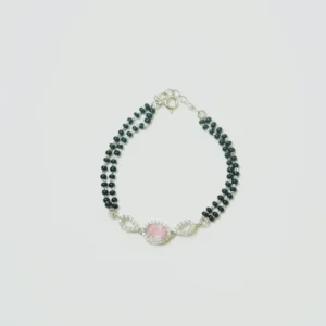 Soft Pink Oval & Infinity Crystal Nazaria 92.5 Sterling Silver Hand Mangalsutra