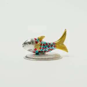 Vibrant Enamel & Gold-Tone Fish 92.5 Sterling Silver Idol