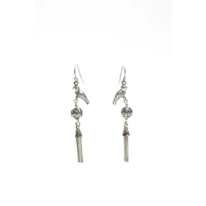 Tribal Parrot Hoop & Filigree Oxidised Silver Earrings