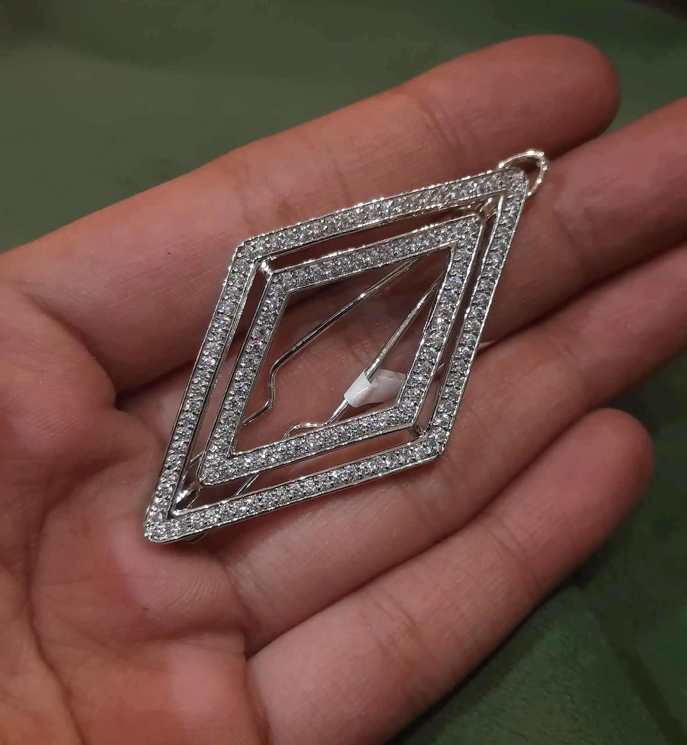 Aria Double Diamond Brooch in 925 Silver with Zircon