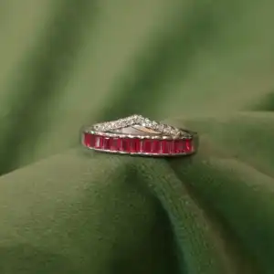 Ruby Tiara Stack Band Ring in 925 Silver - Baguette Cut