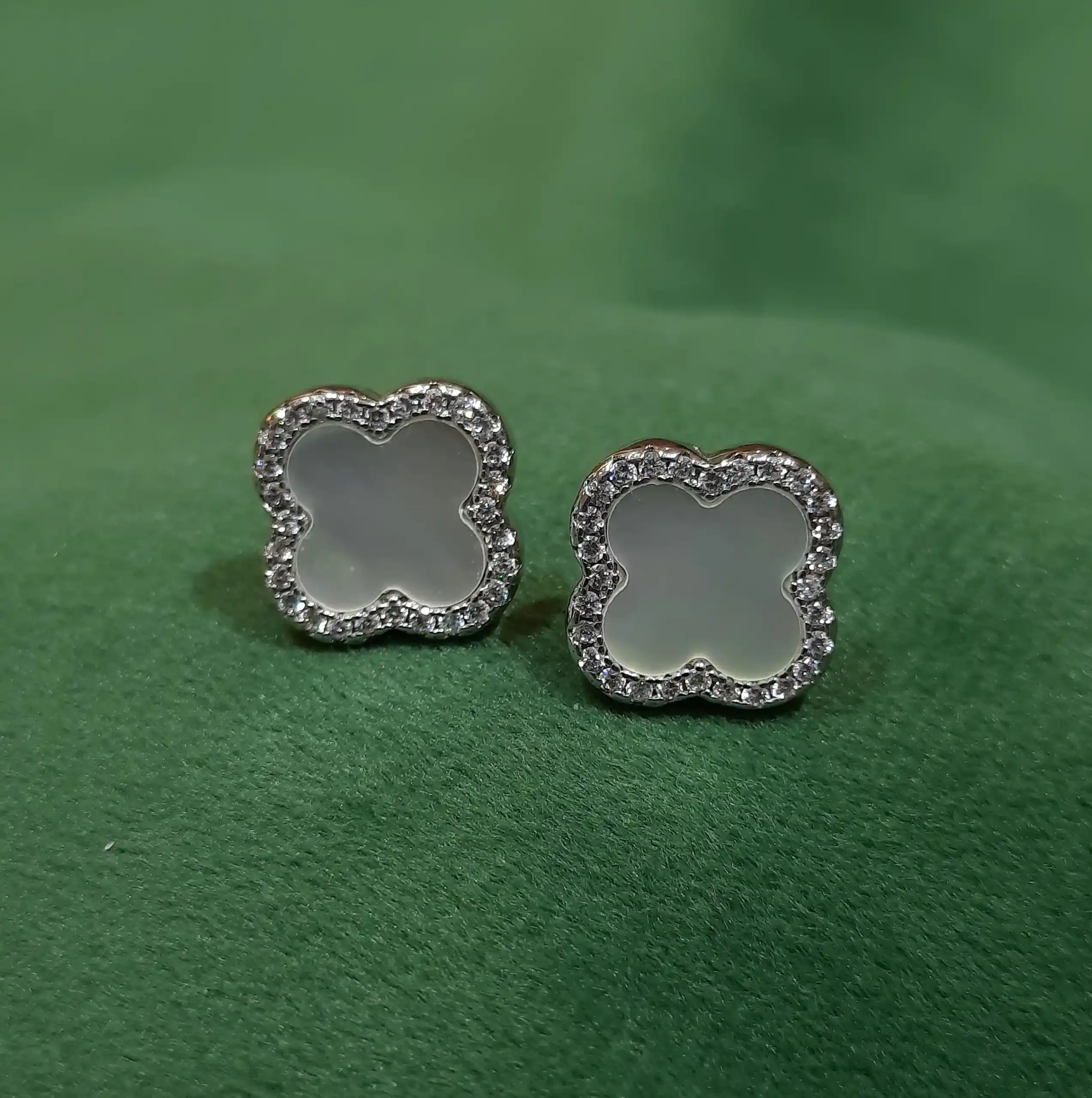 Lucky Clover MOP Studs in 925 Silver