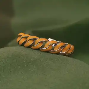 Sunset Orange Cuban Link Ring in 925 Silver