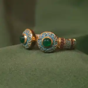 Royal Meena Dual Motif Bypass Ring in 925 Silver (Gold Plated)