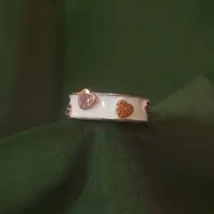Colorful Hearts Enamel Band Ring in 925 Silver (Rose Gold Plated)