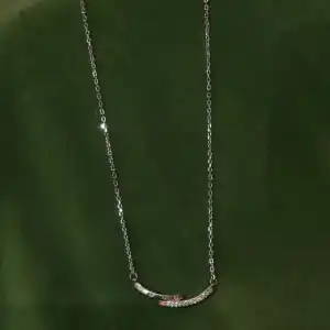Designer Curved Bar Smile Necklace in 925 Silver