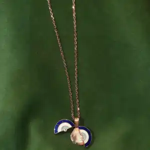 Designer Overlapping Evil Eye Pendant Necklace in 925 Silver - Rose Gold Plated