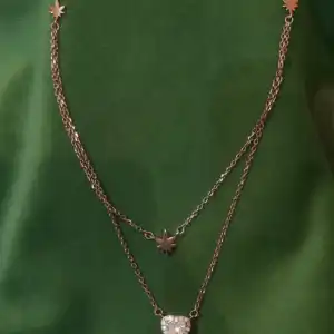 Dual Layer Star & Heart Necklace in 925 Silver - Rose Gold Plated