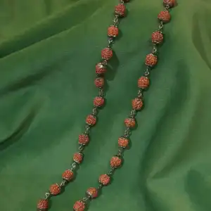 Rudraksha Bead Chain Necklace in 925 Silver - Silver Cap Mala