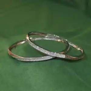 Sia 925 Silver Kada Set – Sleek Pavé Bangle (Pair)