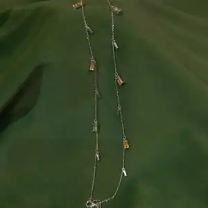 925 Sterling Silver Champagne Baguette Charm Anklet Pair - Dainty Drop Payal