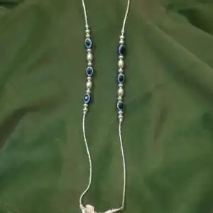 925 Silver Evil Eye Nazariya Anklet Pair with Oxidized Beads & Ghungroo