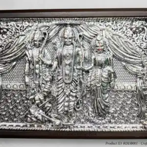 999 Pure Silver Ram Darbar Divine Box - Ram Lakshman Sita Hanuman Wall Frame / Pooja Box Lid