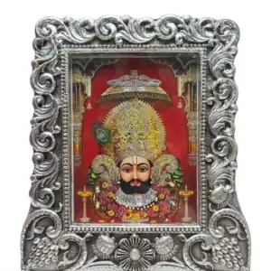 999 Pure Silver Khatu Shyam Baba Photo Frame - Royal Antique Table Frame