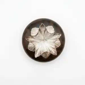 999 Pure Silver Floral Top Wooden Sindoor Box - Star Flower Kumkum Dani