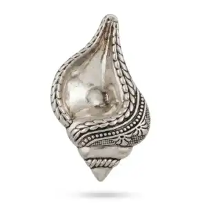 999 Pure Silver Antique Shankh Diya - Conch Shape Oil Lamp